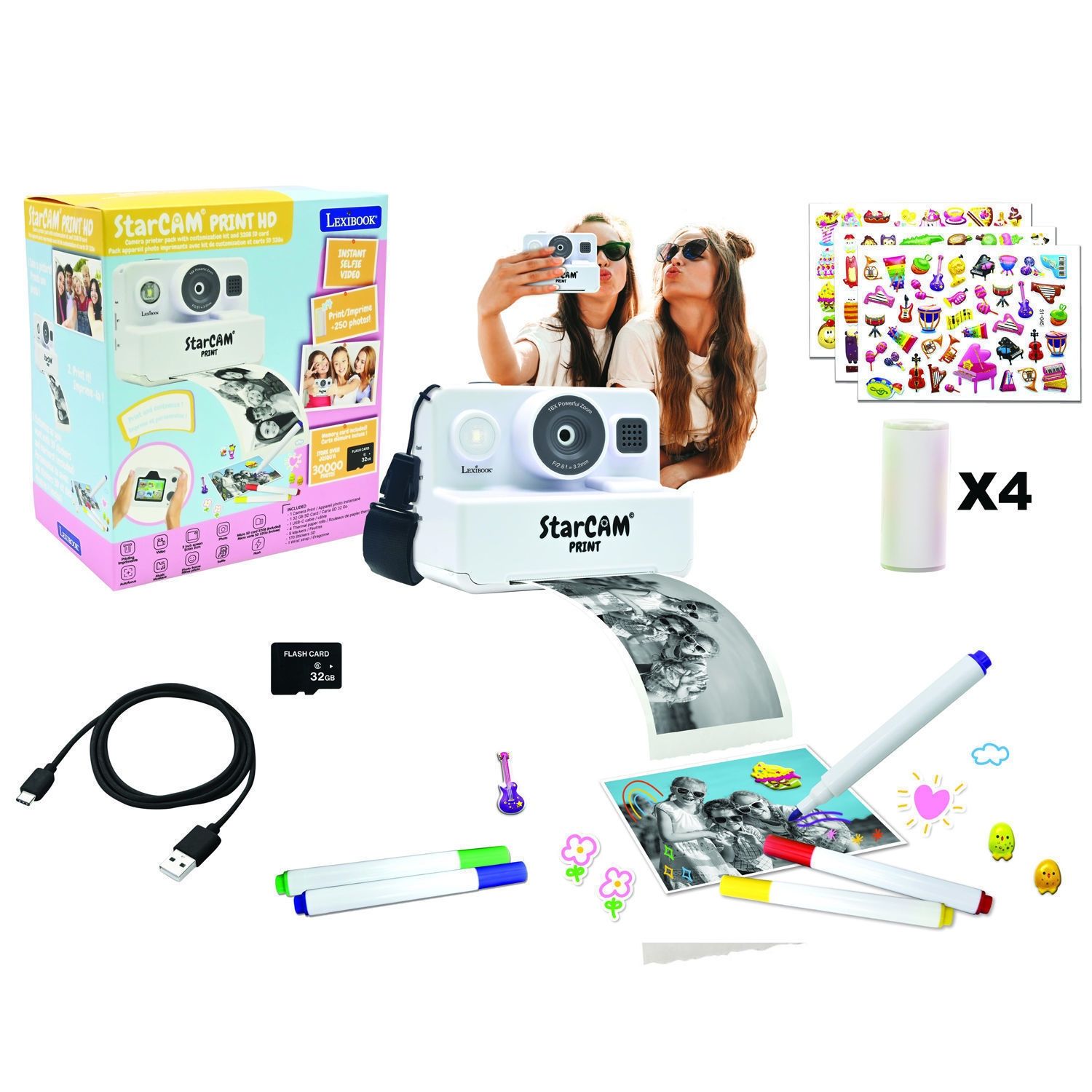Starcam® Print Classic - Instant Camera με Εκτυπωτή & Kit Εξατομίκευσης | Retro HD Φωτογραφική Μηχανή DJ160 Lexibook