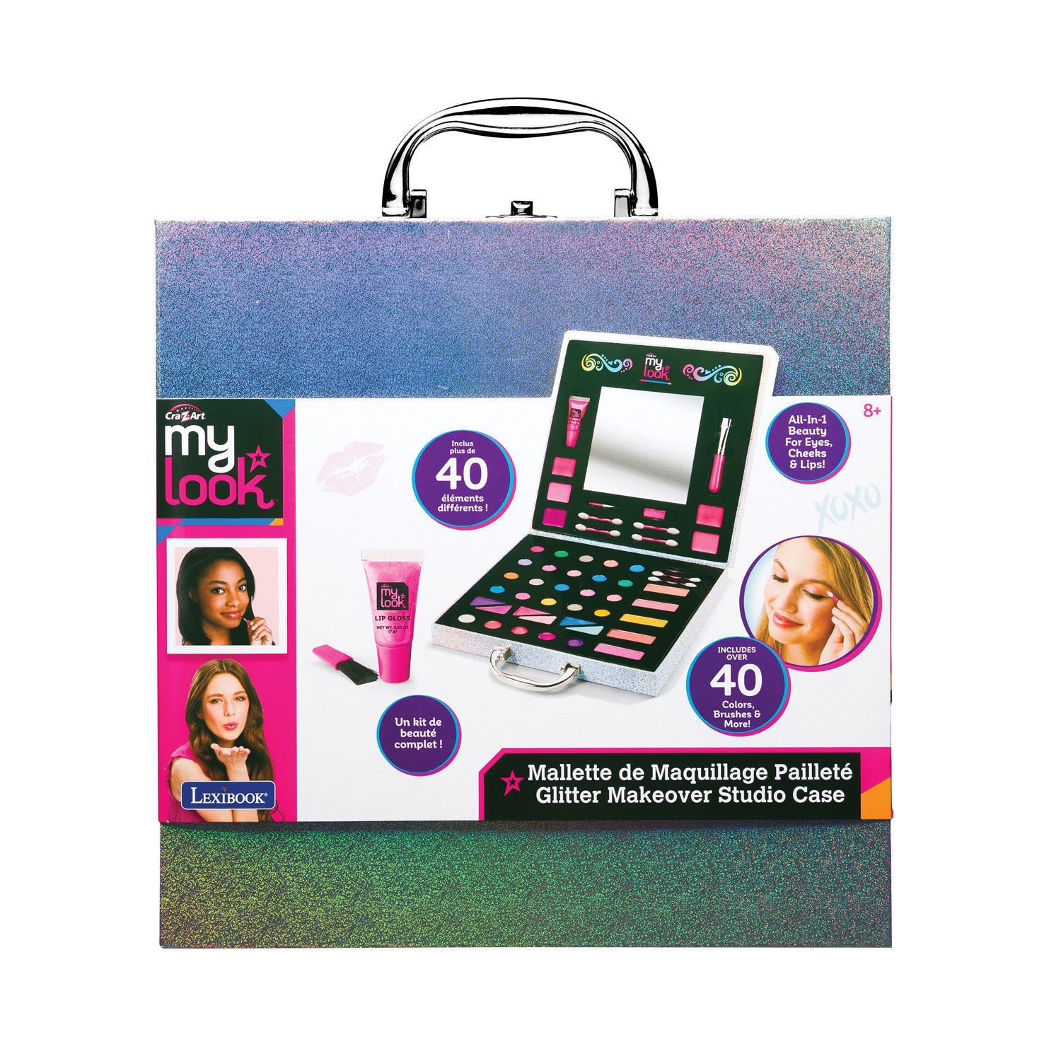 Cra-Z-Art My Look Glitter Makeover Studio - Βαλιτσάκι Μακιγιάζ με 40 Προϊόντα & Καθρέφτη (8+ Ετών) Lexibook CRSS23