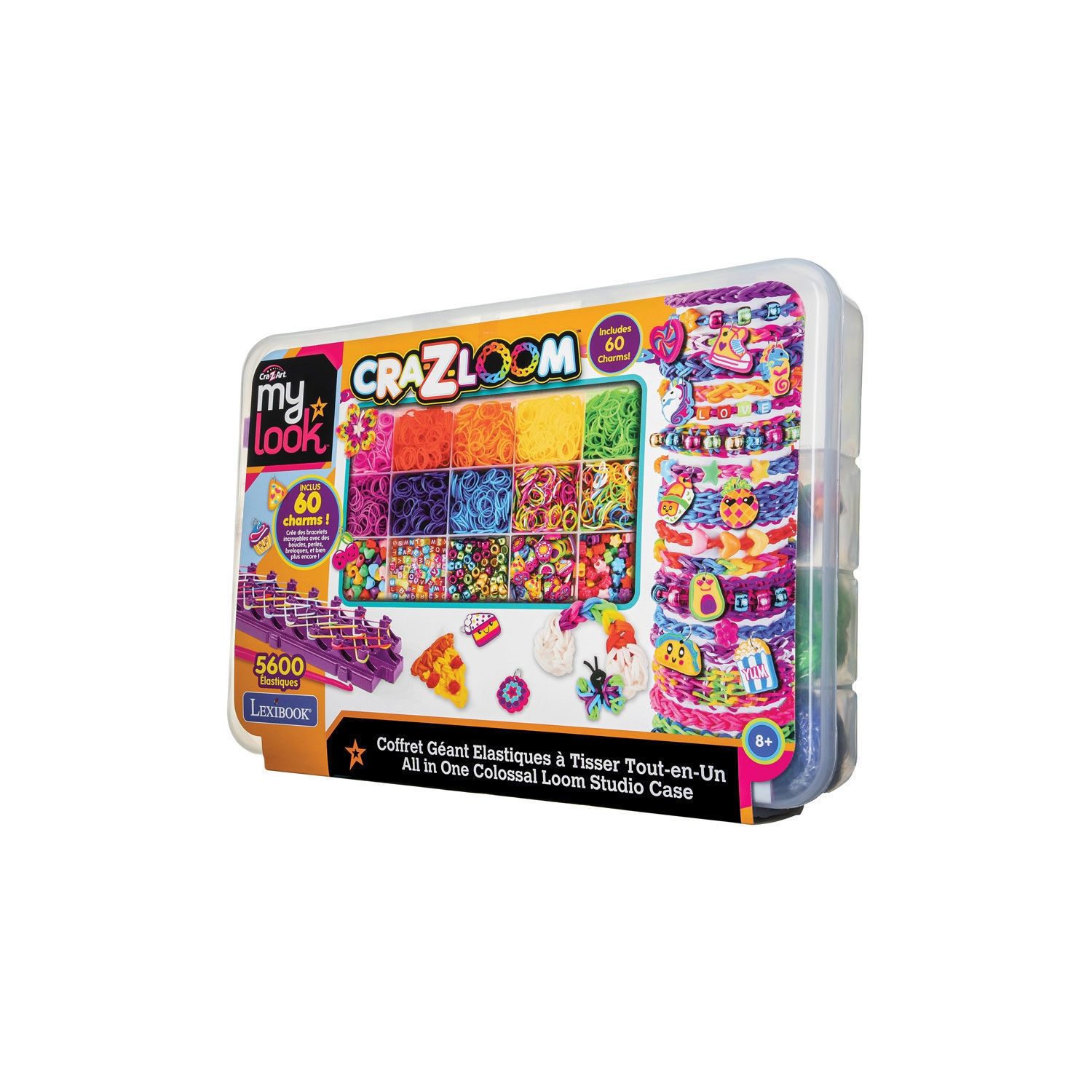 Cra-Z-Loom All-In-One Studio - Βαλιτσάκι με Αργαλειό, 5600 Λαστιχάκια & Αξεσουάρ (8+ Ετών) Lexibook CRLOOM7