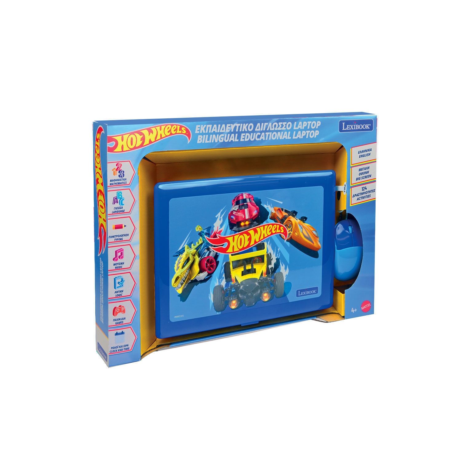 Δίγλωσσο Εκπαιδευτικό Laptop Hot Wheels με Ποντίκι 4+ Ετών - 124 Δραστηριότητες Lexibook JC598HWi8