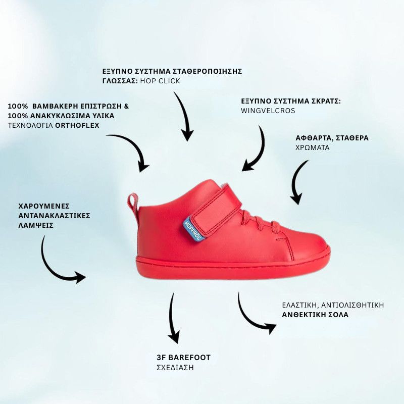 Παιδικά Πούτσια Hightop - Κόκκινα (Μεγέθη 24-32)