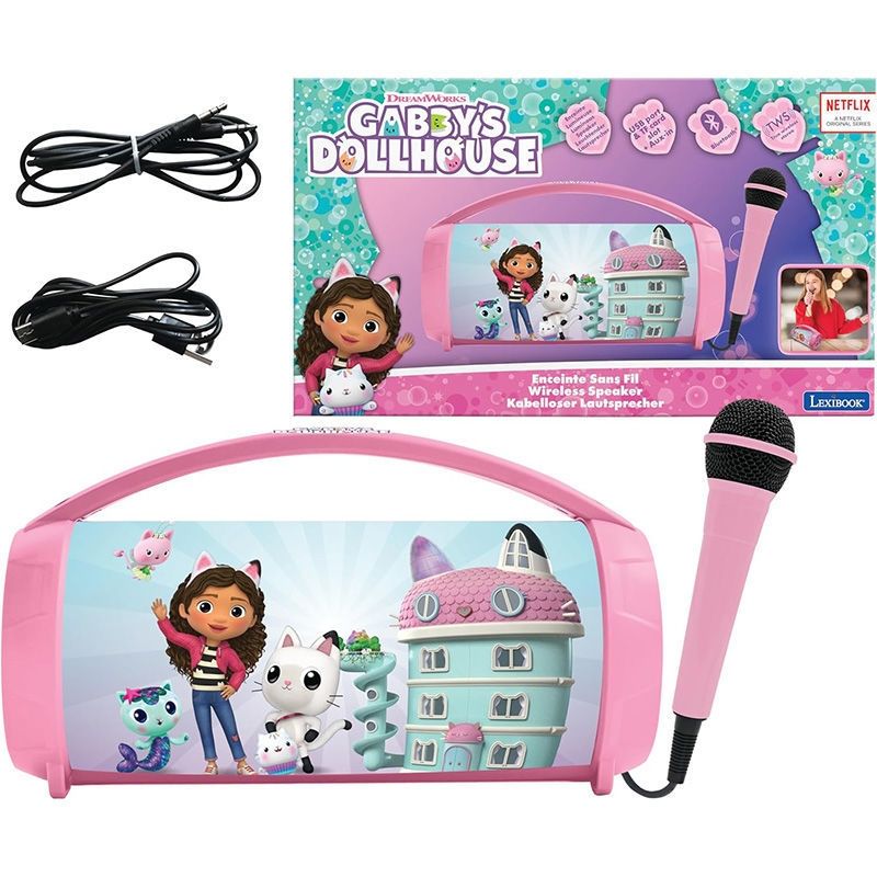 Gabby's Dollhouse Wireless Bluetooth Ηχείο με Φως & Μικρόφωνο Karaoke Lexibook | Φορητό Παιδικό Ηχείο BTP585GDHZ
