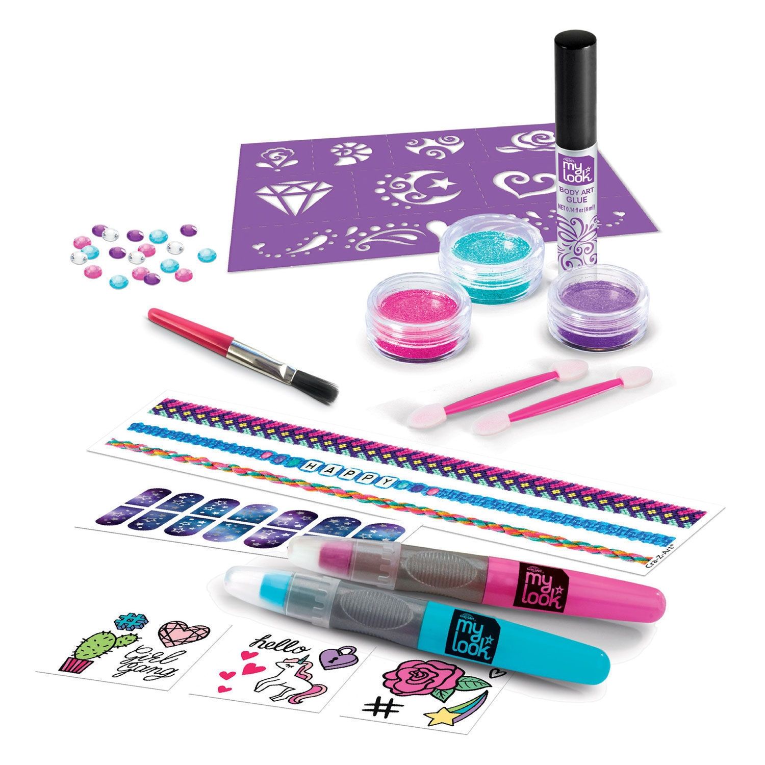 Cra-Z-Art Glitter Beauty Set 3-σε-1  Σετ Διακόσμησης Μαλλιών & Σώματος με Γκλίτερ και Πετράδια - 8+ Ετών Lexibook CRSS18