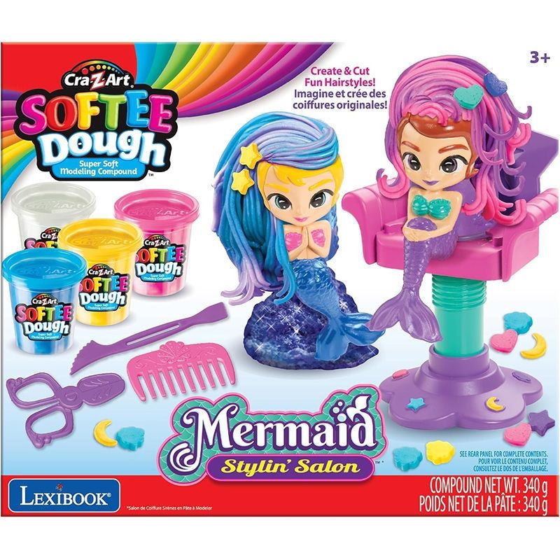 Cra-Z-Art Softee Dough Mermaid Stylin' Salon - Κομμωτήριο Γοργόνων με Πλαστελίνη Γκλίτερ (3+ Ετών) Lexibook CRDOUGH12