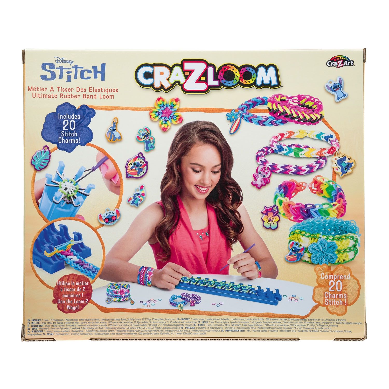 Cra-Z-Loom Disney Stitch Ultimate Rubber Band Loom - Αργαλειός Βραχιολιών με 1200 Λαστιχάκια & 20 Γούρια (8+ Ετών) Lexibook CRLOOM9D