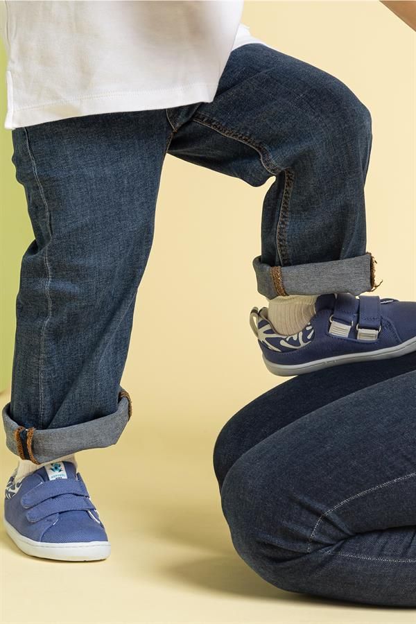 Παιδικά Παπούτσια Recycled Canvas με σκρατς - Μπλε ραφ (Μεγέθη 24-32)