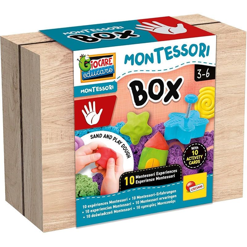 Lisciani Montessori Box Touch - Μαγική Άμμος & Καλούπια σε Ξύλινο Κουτί για Αισθητηριακή Ανάπτυξη 105441
