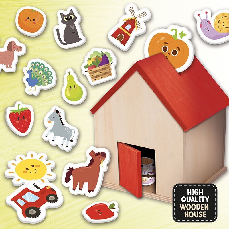 Montessori Baby Wood Φάρμα - Ξύλινο Εκπαιδευτικό Σπιτάκι με Παιχνίδια Συγκέντρωσης για Νήπια 105403