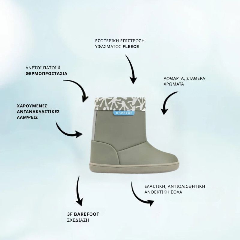 Παιδικές Αδιάβροχες Μπότες Coolboots - Χακί (Μεγέθη 24-32)